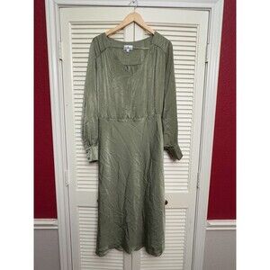 SOCIALITE Nordstrom bias cut long sleeve green midi dress SZ XL